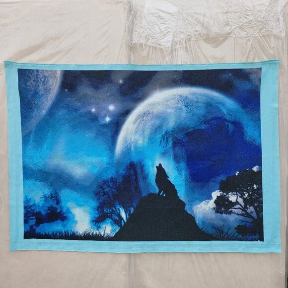 Once In A Blue Moon Unframed Large Cross Stich Embroidery Wall Hanging Decor
